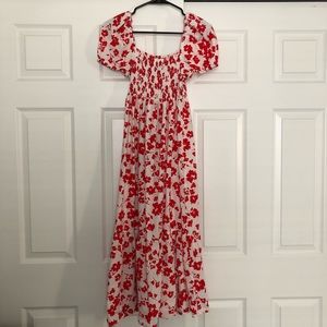 ZARA red and white floral dress